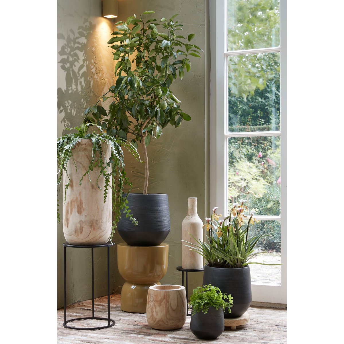 Bijzettafel Zwart Metaal Quinty  - Set van 3 - H50 x Ø32 cm