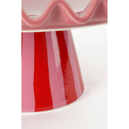 Taartplateau Bella  - H13 x Ø30 cm - Keramiek - Roze, Rood