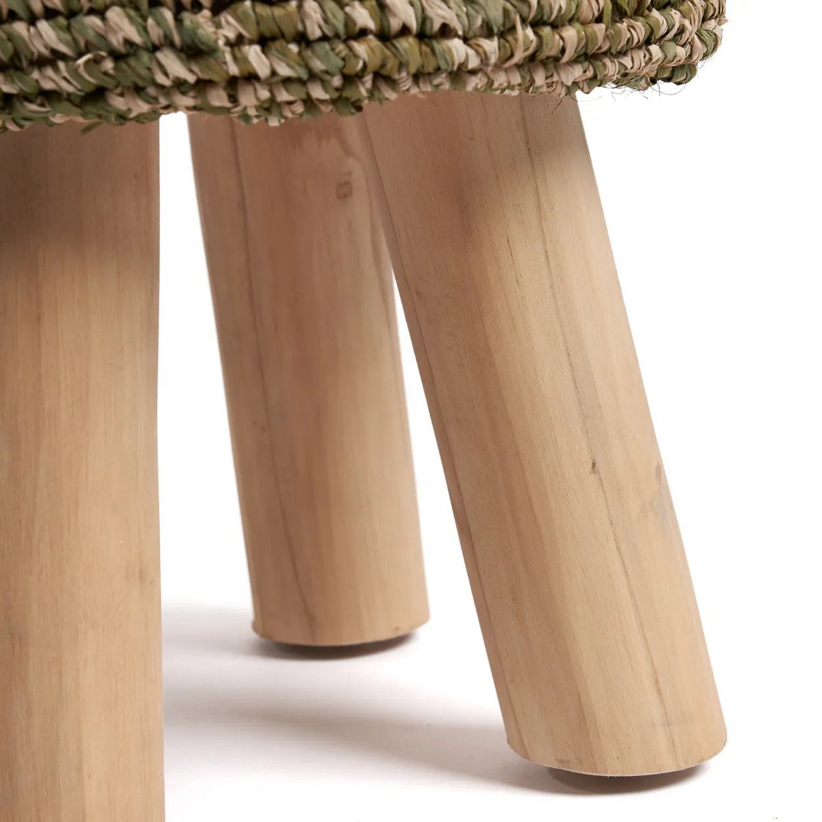 Kruk raffia met vlechtwerk - junglegroen
