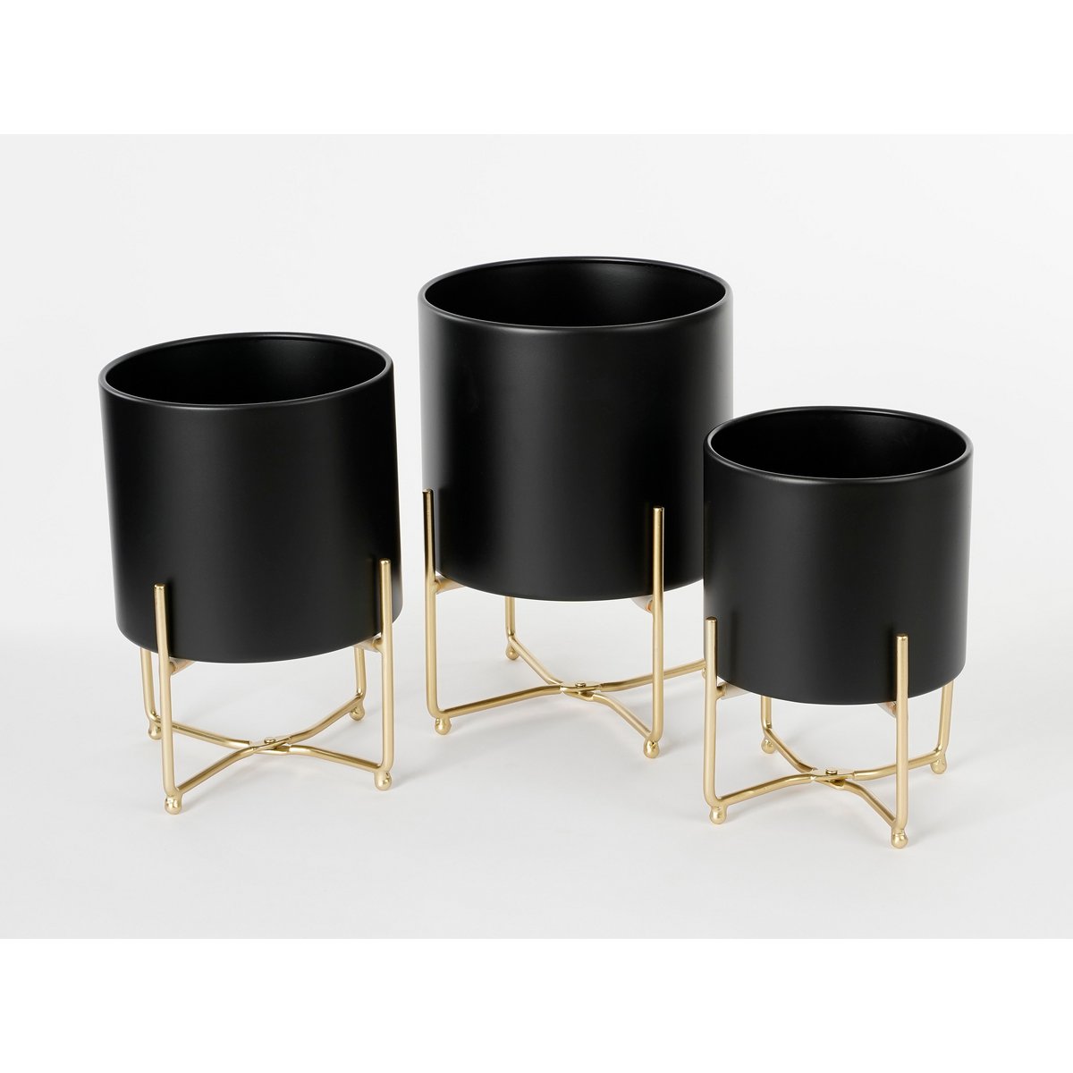 Bloempot op Standaard Aries - Set van 3 - H32 x Ø24 cm - Zwart