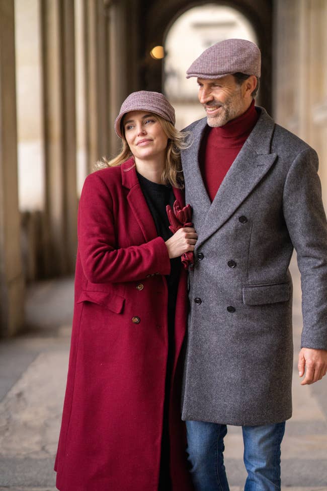 Platte pet Harris Tweed - roze / rood