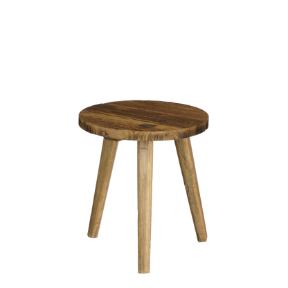 Bijzettafel Bold - H28 x Ø26 cm - Gerecycled Hout - Bruin