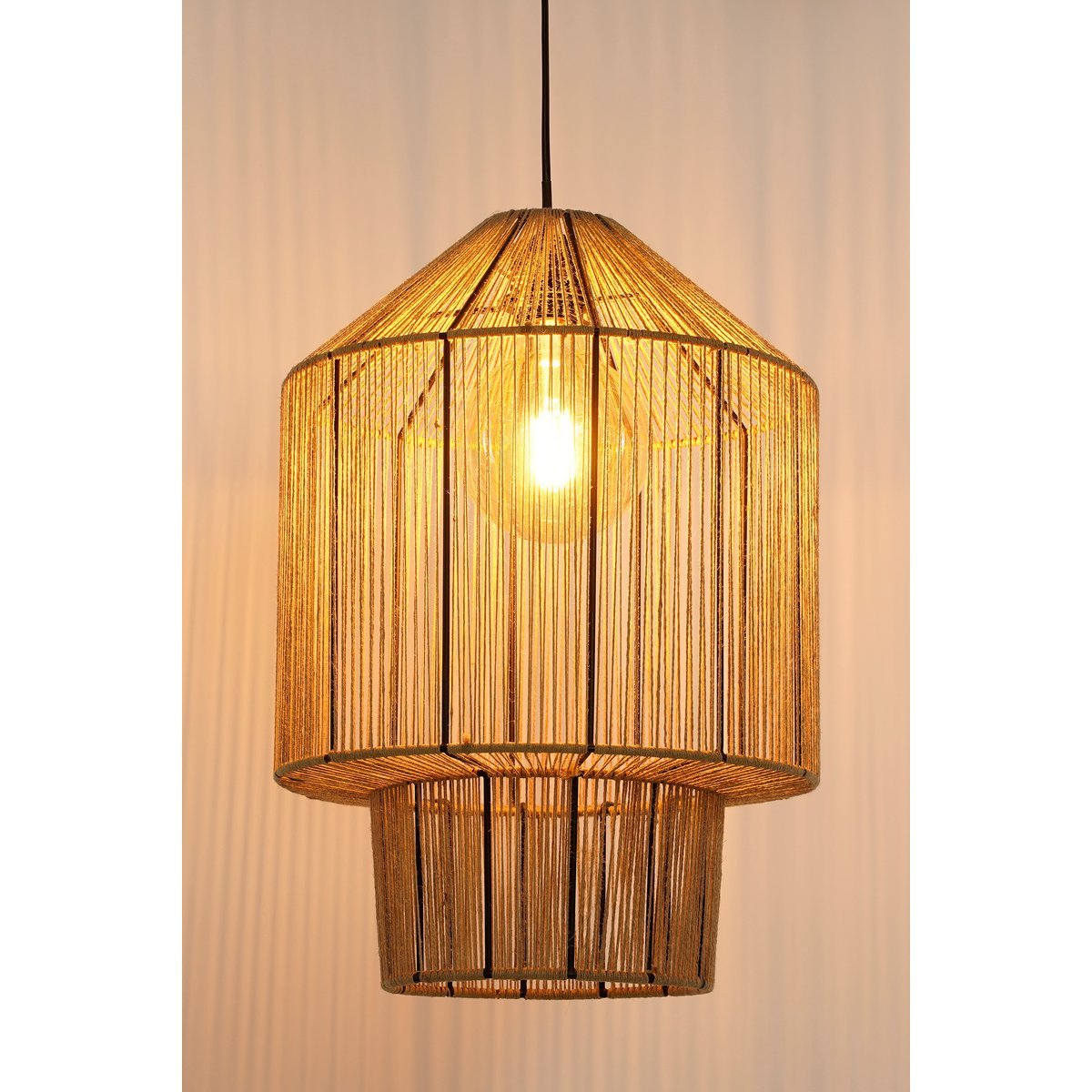 Hanglamp Elsa - H49 x Ø35 cm - Jute - Lichtbruin
