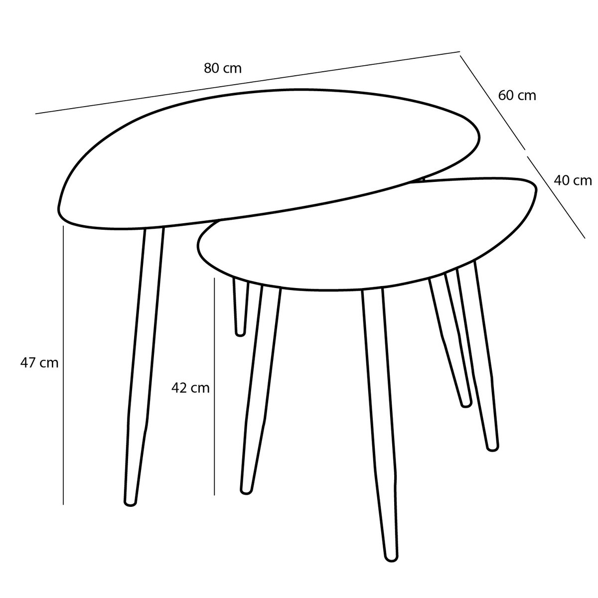 Bijzettafel Metaal Zwart - Set van 2