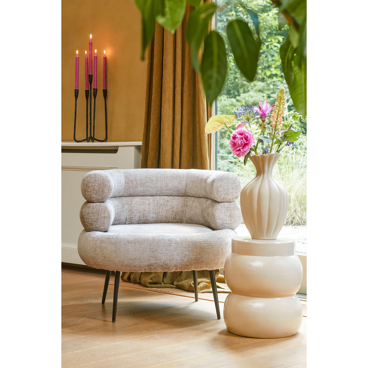 Kandelaar aluminium zwart Christy - L23 x B23 x H44 cm