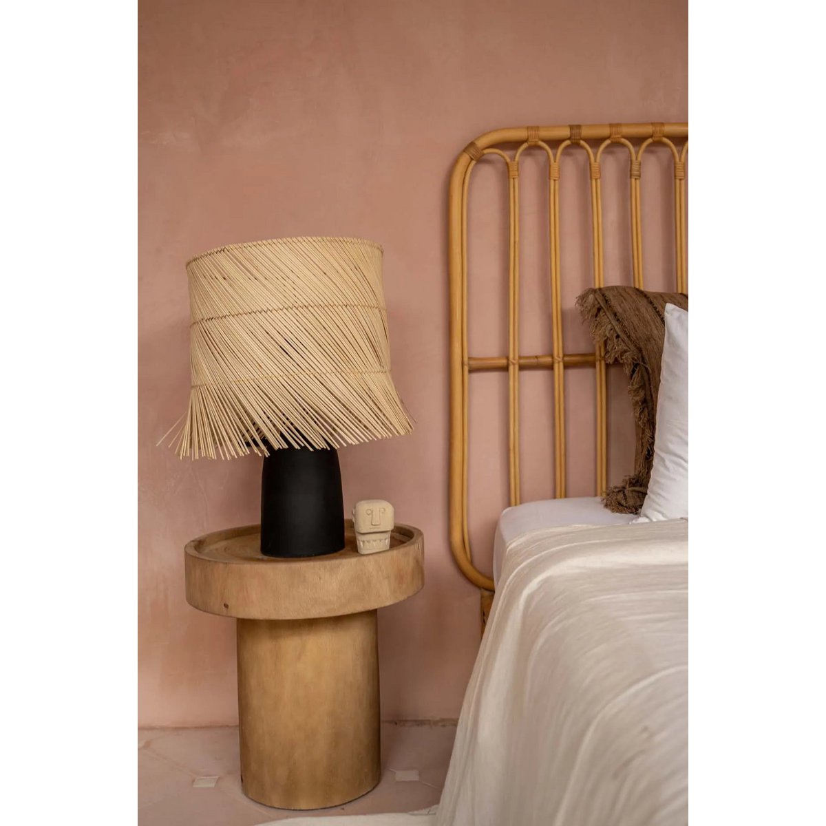 Tafellamp rotan - zwart naturel