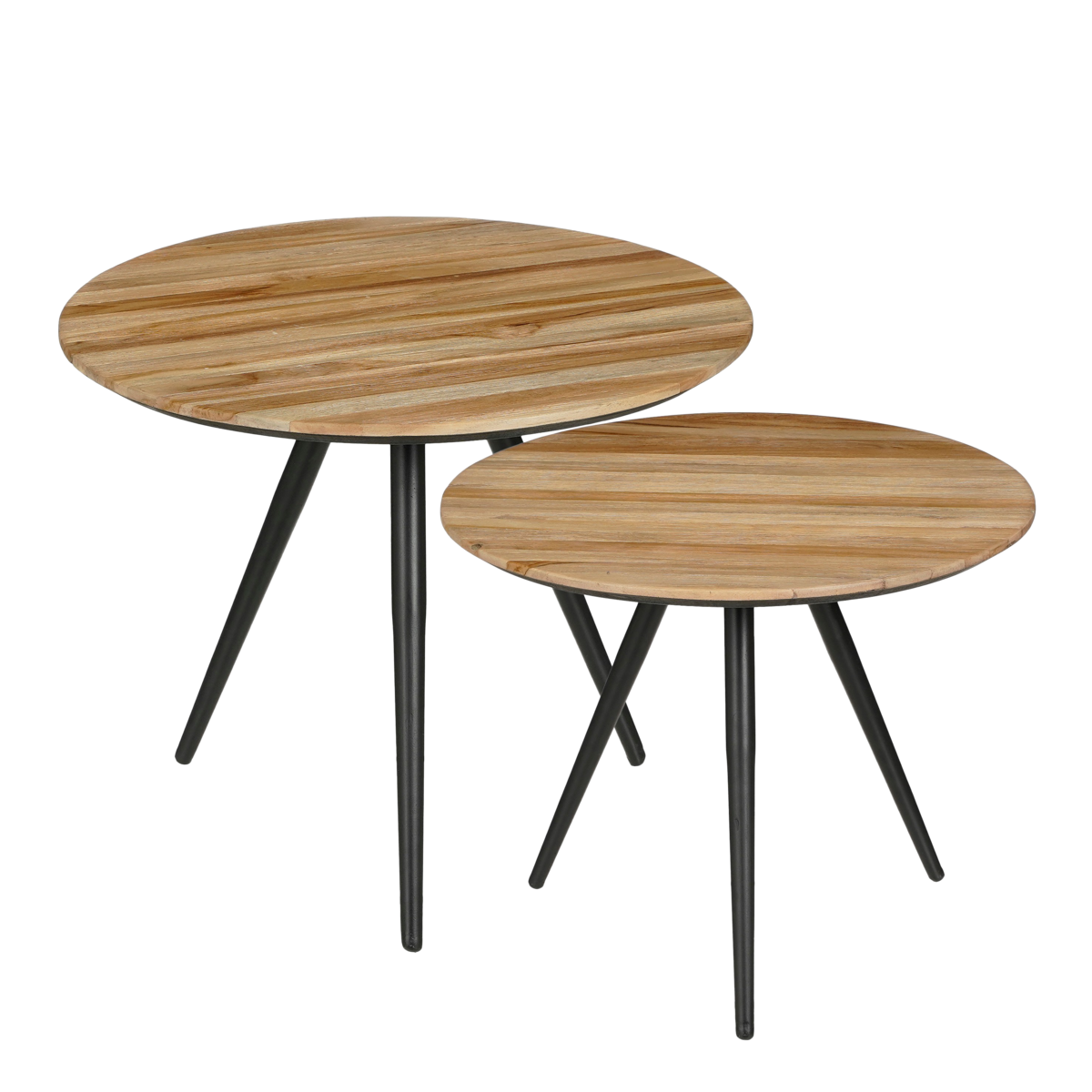 Bijzettafel Jailey - Set van 2 - H49 x Ø50 cm - Gerecycled Hout - Bruin