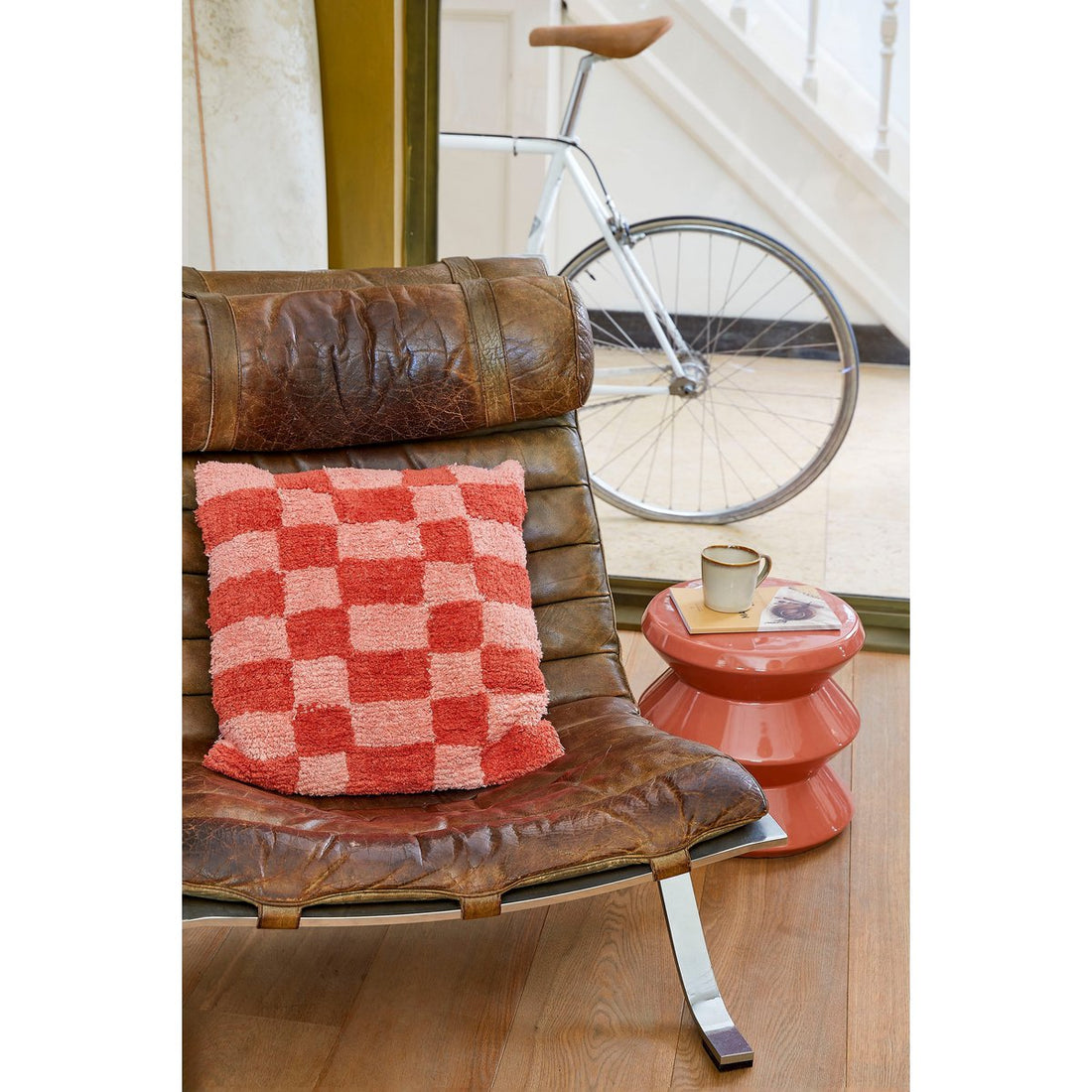 Bijzettafel Keramiek - H28 x Ø31 cm - - Oranje