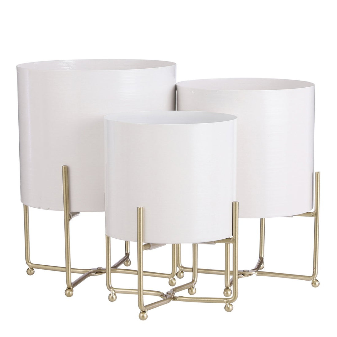 Bloempot op Standaard Aries - Set van 3 - H32 x Ø24 cm - Wit