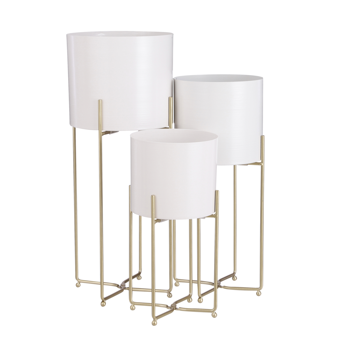 Bloempot op Standaard Aries  - Set van 3 - H58 x Ø24 cm - Wit
