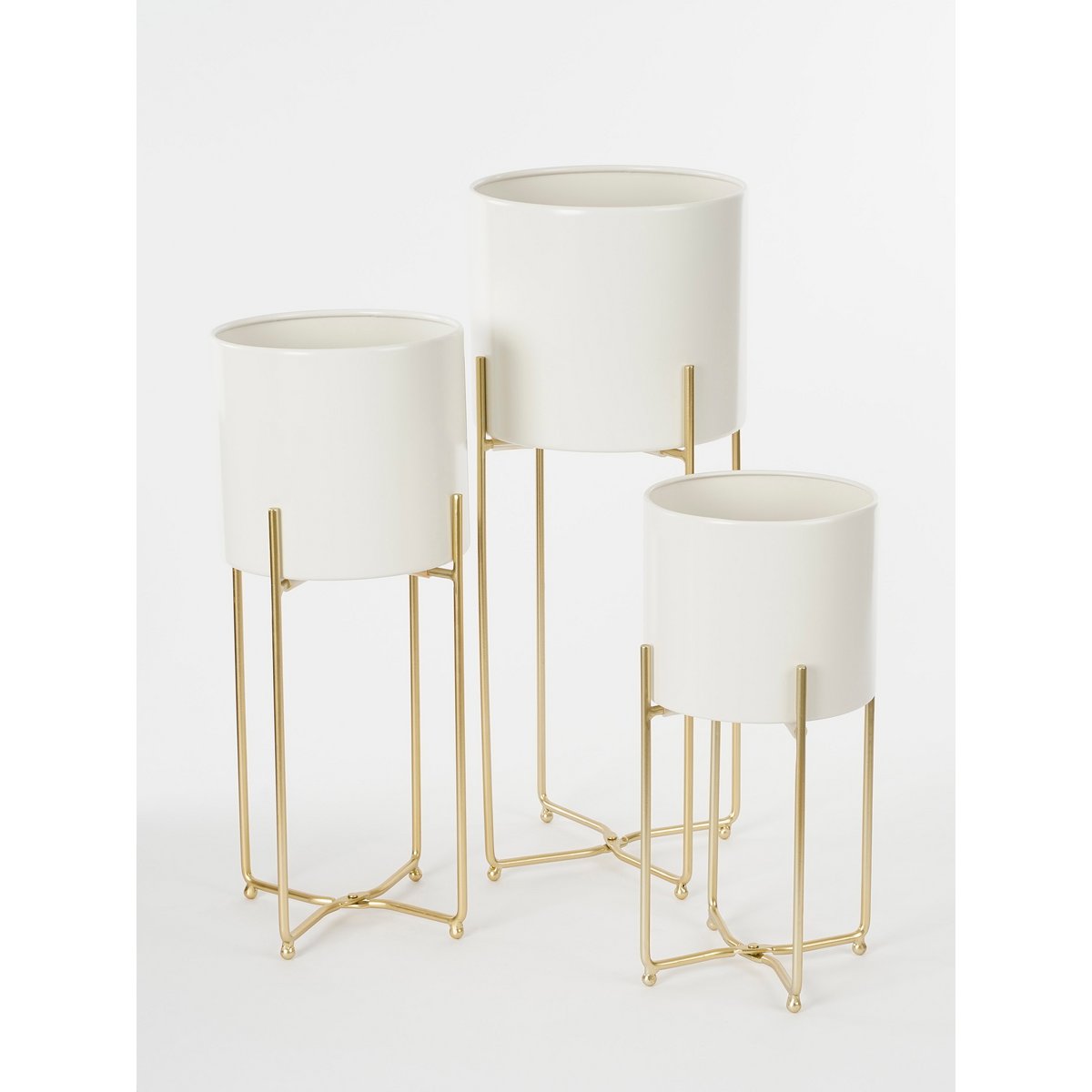 Bloempot op Standaard Aries  - Set van 3 - H58 x Ø24 cm - Wit