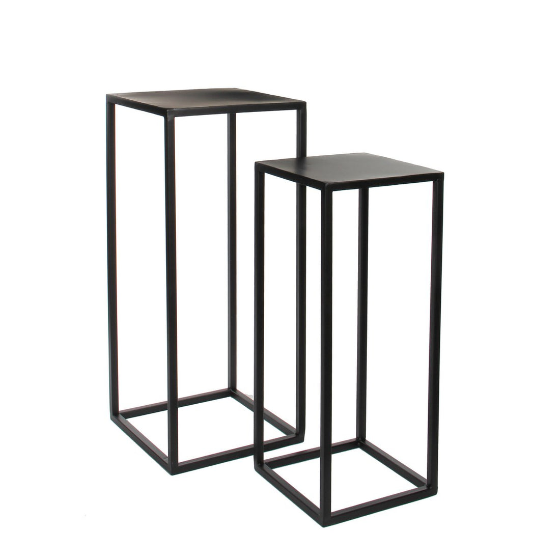 Bijzettafel Goa - Set van 2 - L30 x B30 x H70 cm - Metaal - Zwart