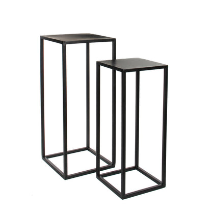 Bijzettafel Goa - Set van 2 - L30 x B30 x H70 cm - Metaal - Zwart