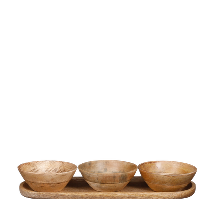 Schaaltjes en Dienblad Lichtbruin - L35 x B12 x H5 cm - 100% FSC Mangohout Tomar