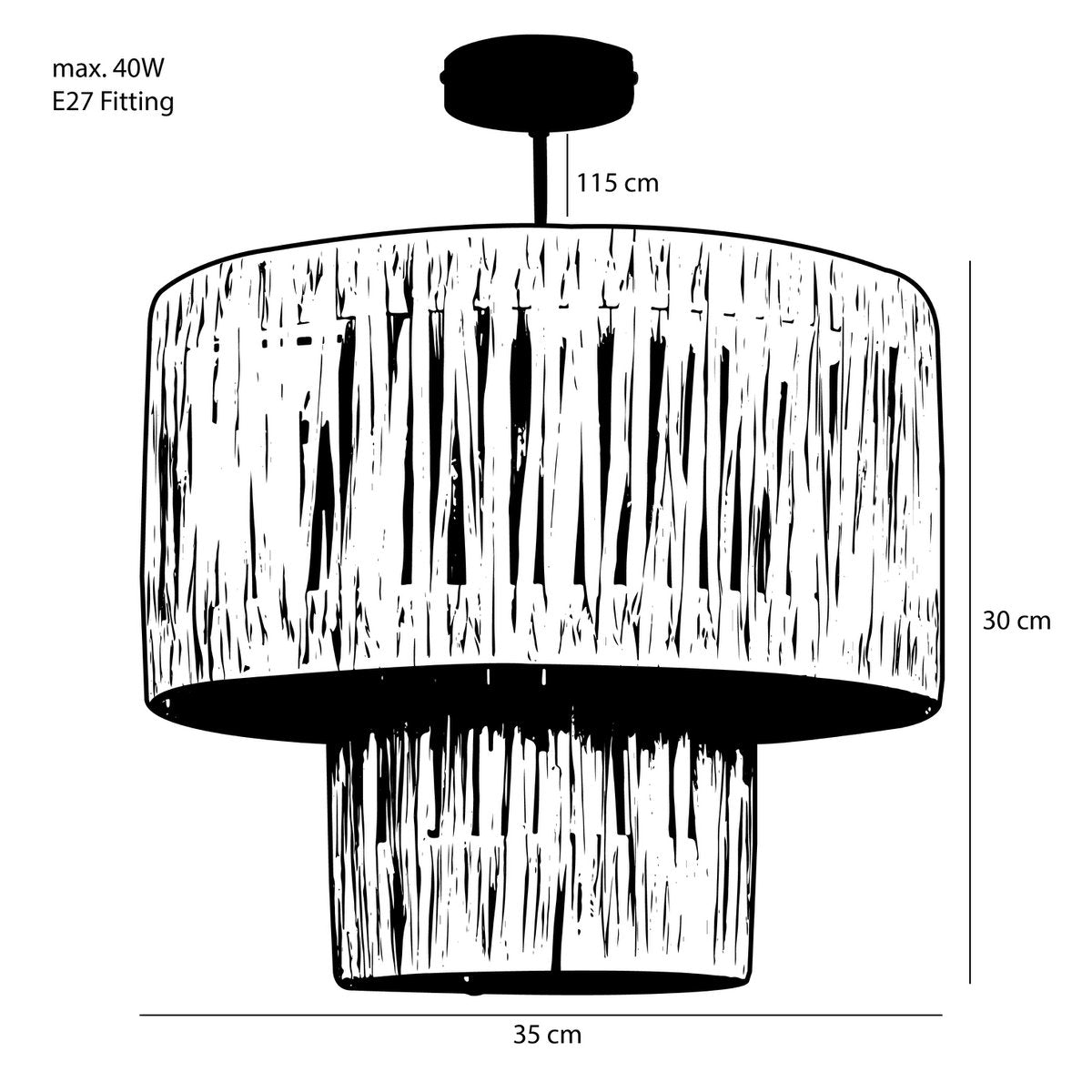 Hanglamp Elisa - H30 x Ø35 cm - Raffia - Lichtbruin