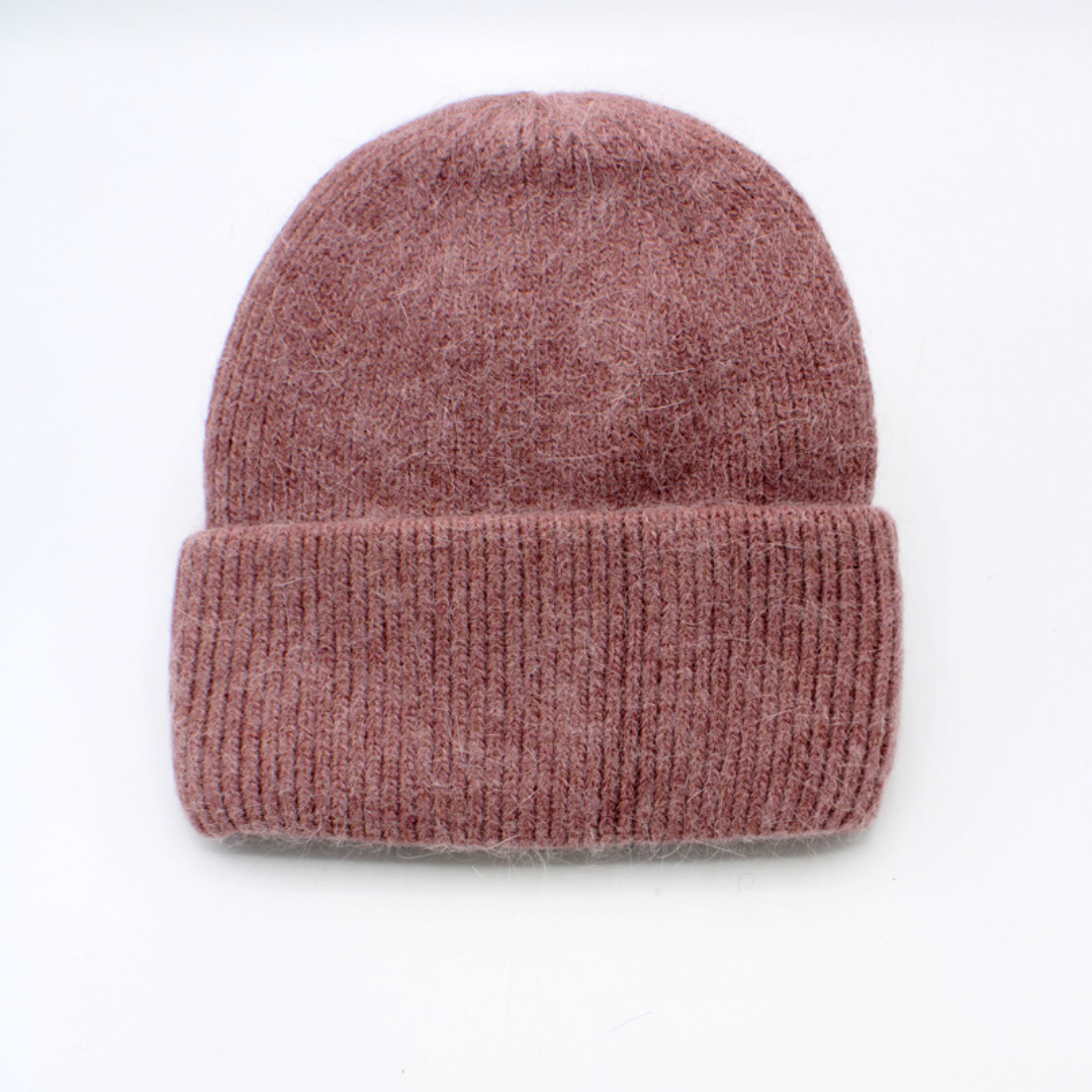 Zachte muts wolmix oud roze