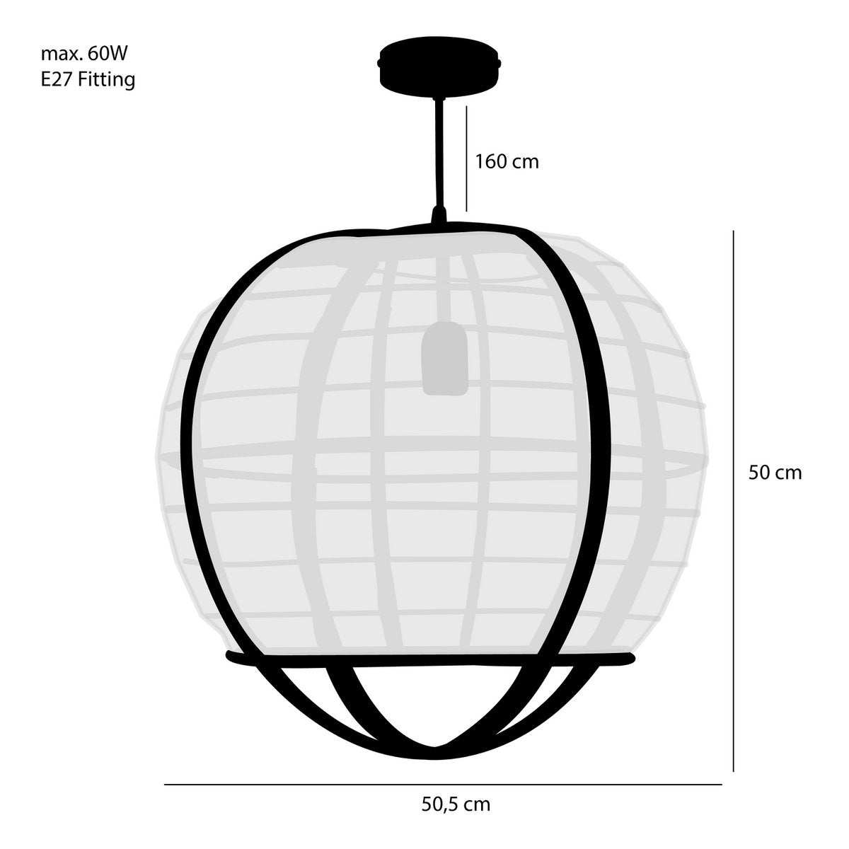 Hanglamp Off White Linnen Pella - H50 x Ø51 cm
