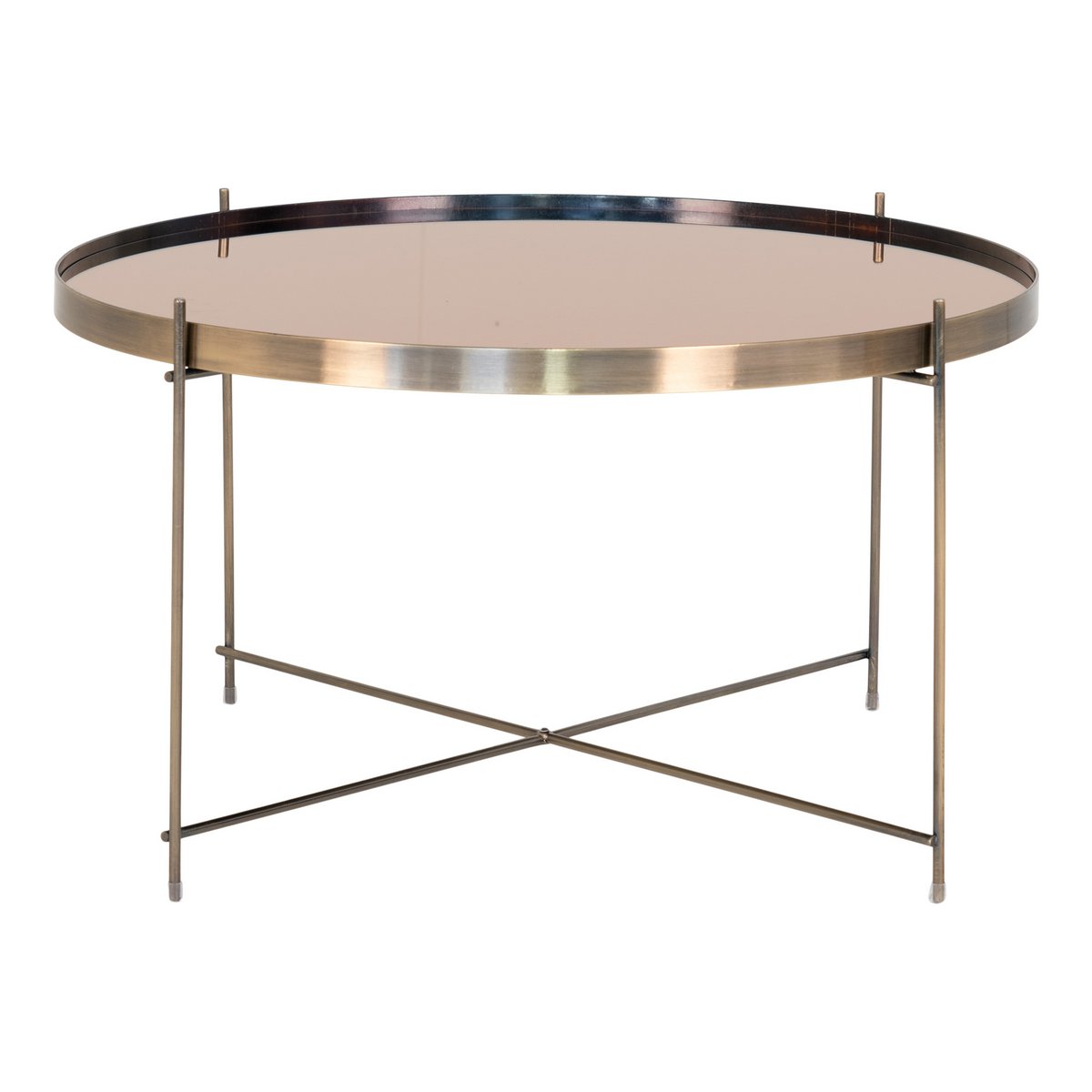 Salontafel Venezia - Messingkleurig staal met glas