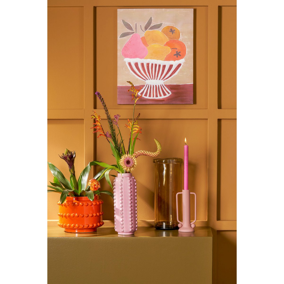 Bloempot Boaz - H19 x Ø22 cm - Keramiek - Oranje