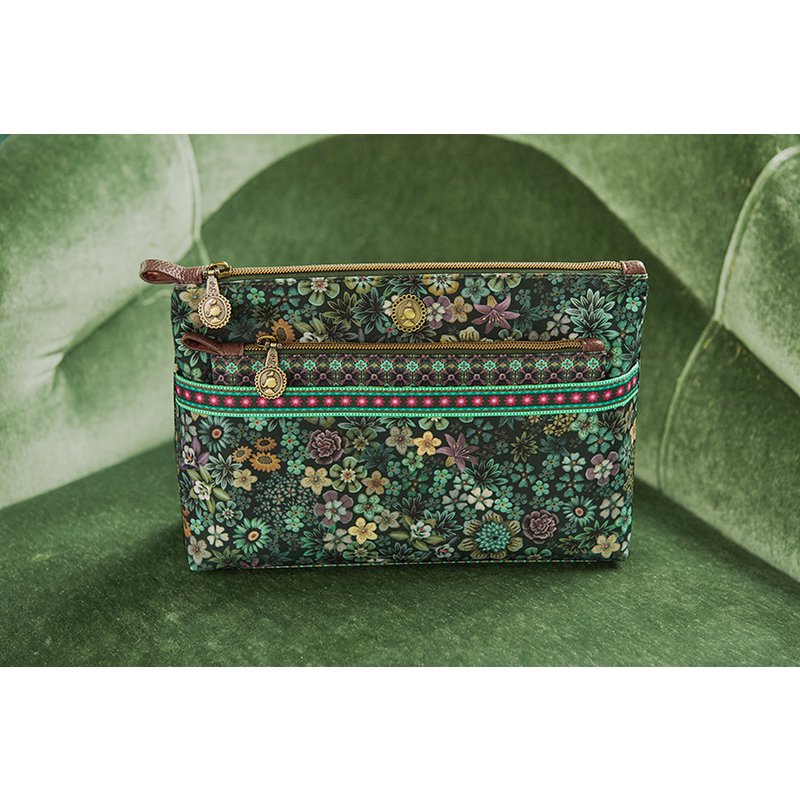 Toilettas Combi Tutti i Fiori Groen 26x18x7.5cm/22x13x1cm