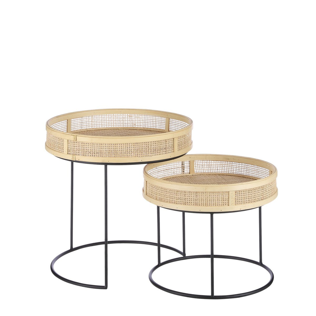 Bijzettafel Leandro - Set van 2 - H45 x Ø45 cm - Zwart