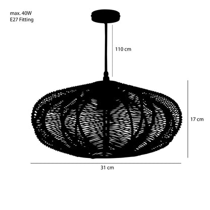 Hanglamp Metaal zwart Kanti - H17 x Ø31 cm