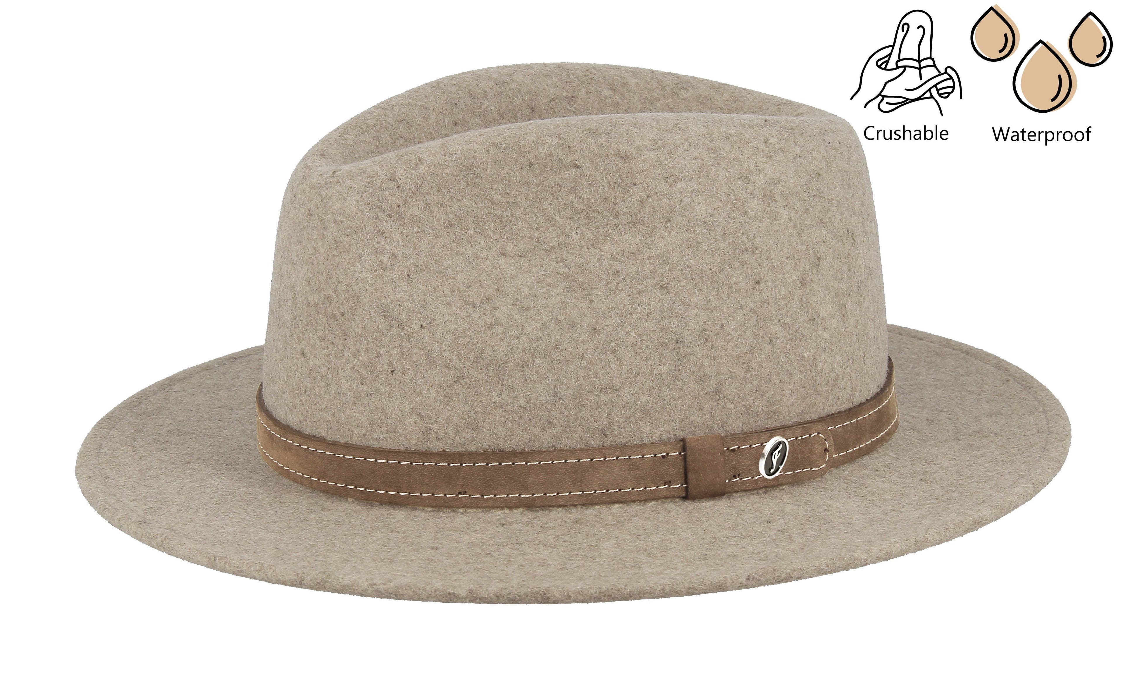 Hoed van wolvilt beige gemengd