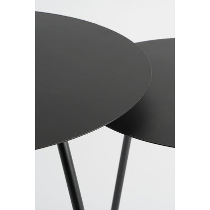 Bijzettafel Zwart Metaal Pontus - Set van 2 - H45 x Ø55 cm