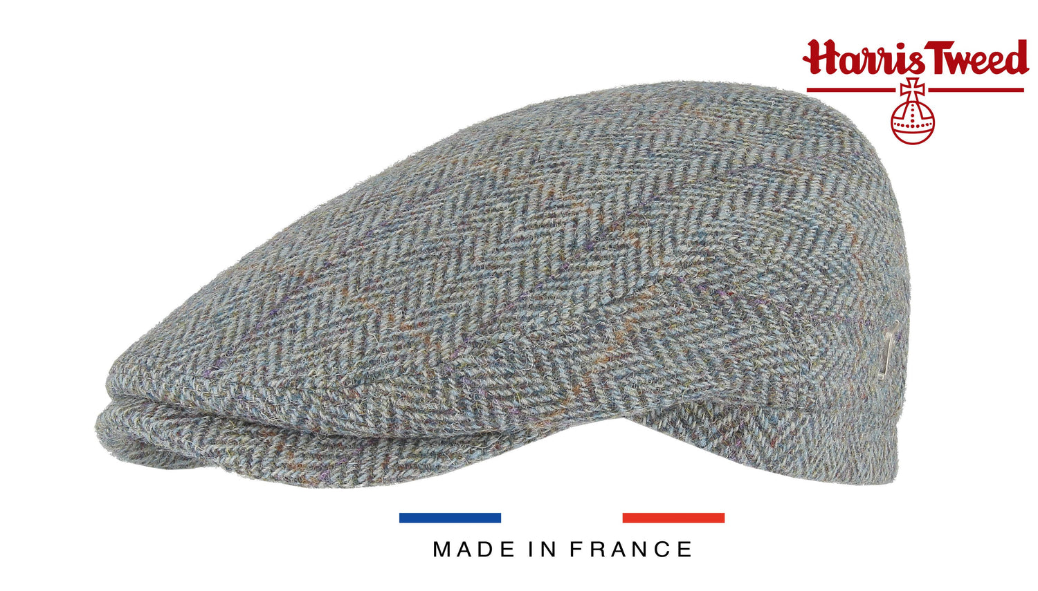 Platte pet - Harris Tweed lichtblauw / grijs