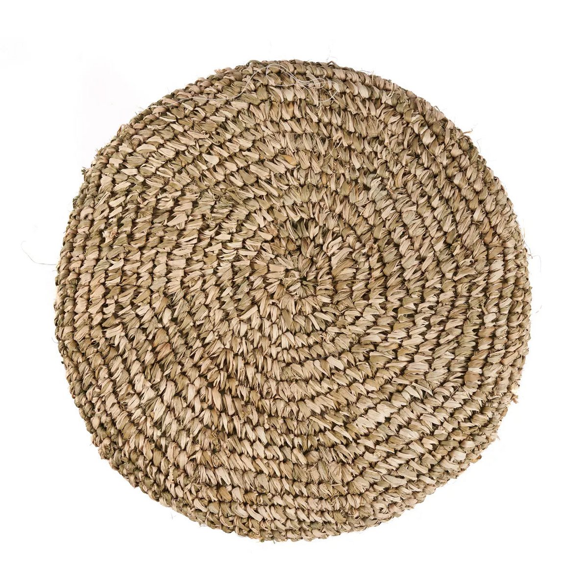 Kruk raffia met vlechtwerk - junglegroen