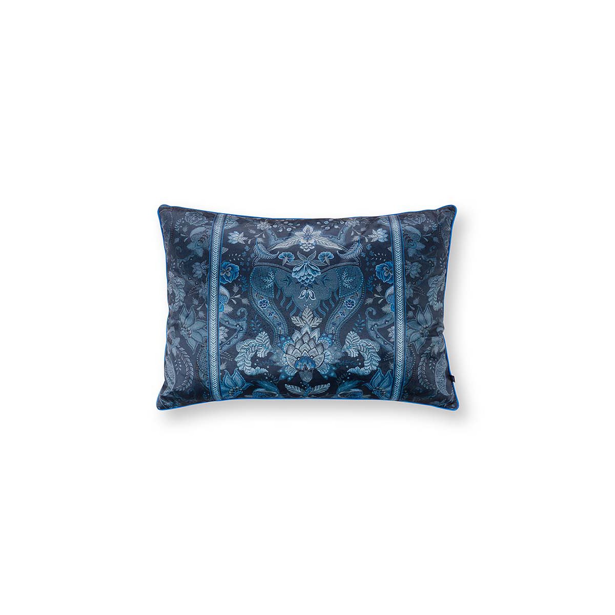 Kussen gebloemd donkerblauw