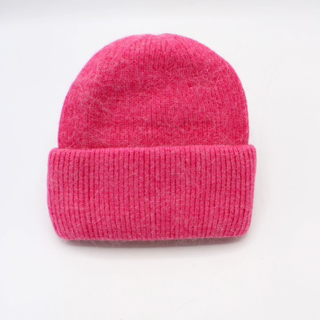 Zachte muts wolmix fucsia