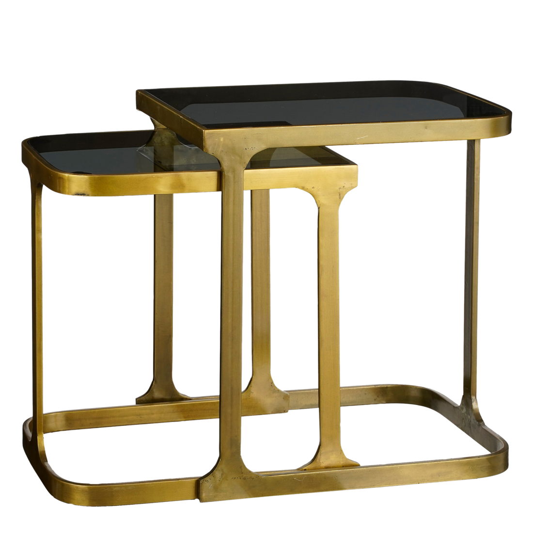 Bijzettafel Kevin - Set van 2 - L48 x B37 x H52 cm - Metaal - Goud
