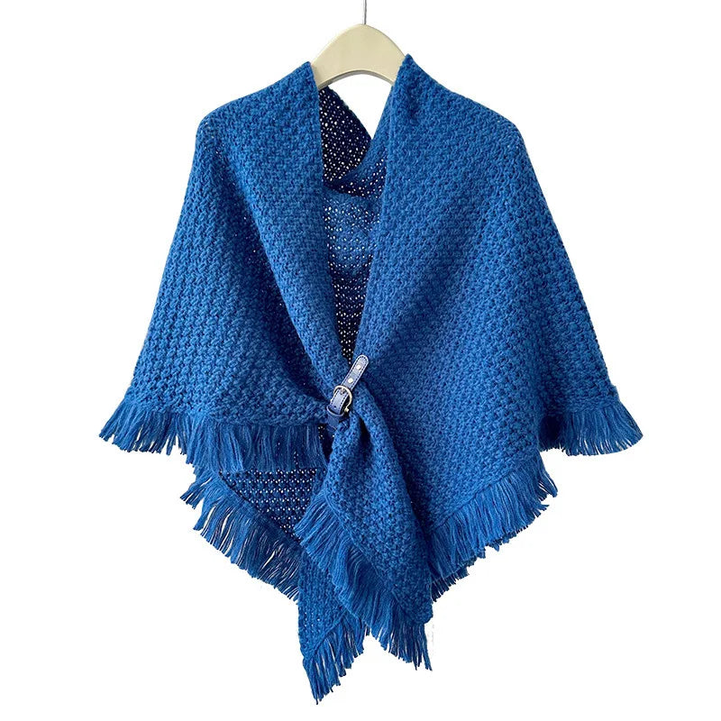 Poncho met gesp detail in verschillende kleuren