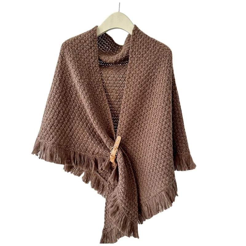 Poncho met gesp detail in verschillende kleuren