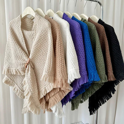 Poncho met gesp detail in verschillende kleuren