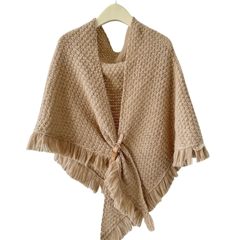 Poncho met gesp detail in verschillende kleuren