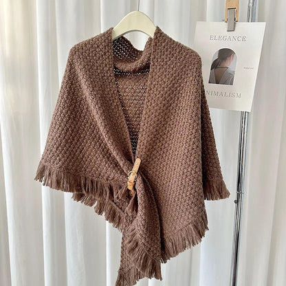 Poncho met gesp detail in verschillende kleuren