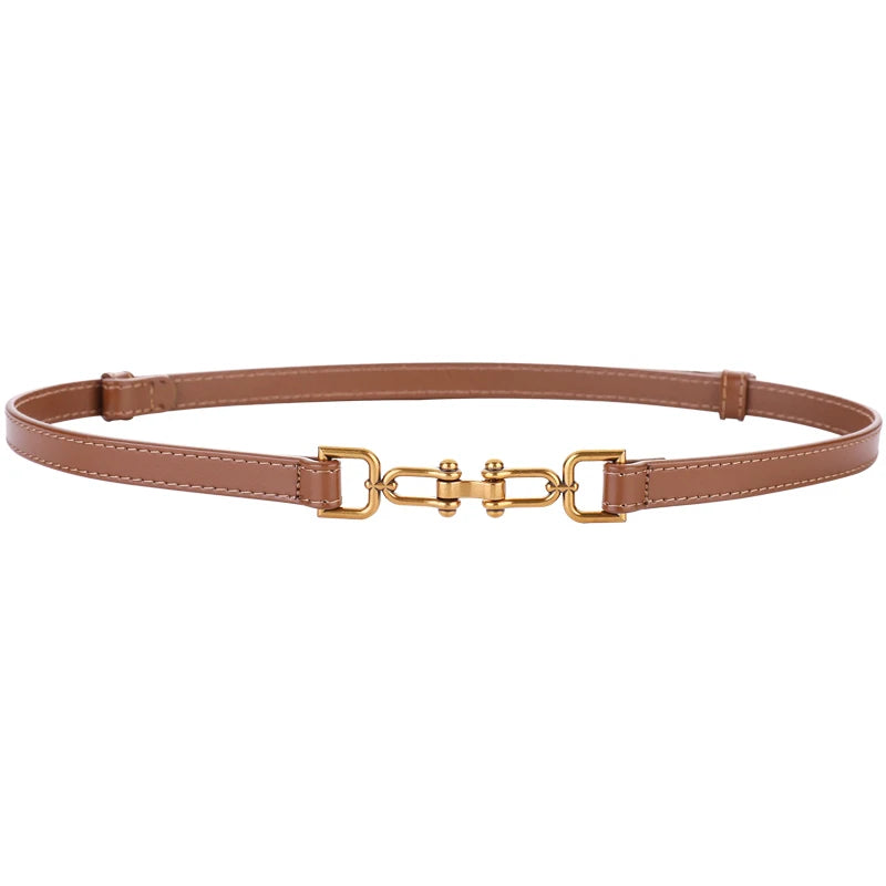 Lederen riem echt leer met gouden gesp