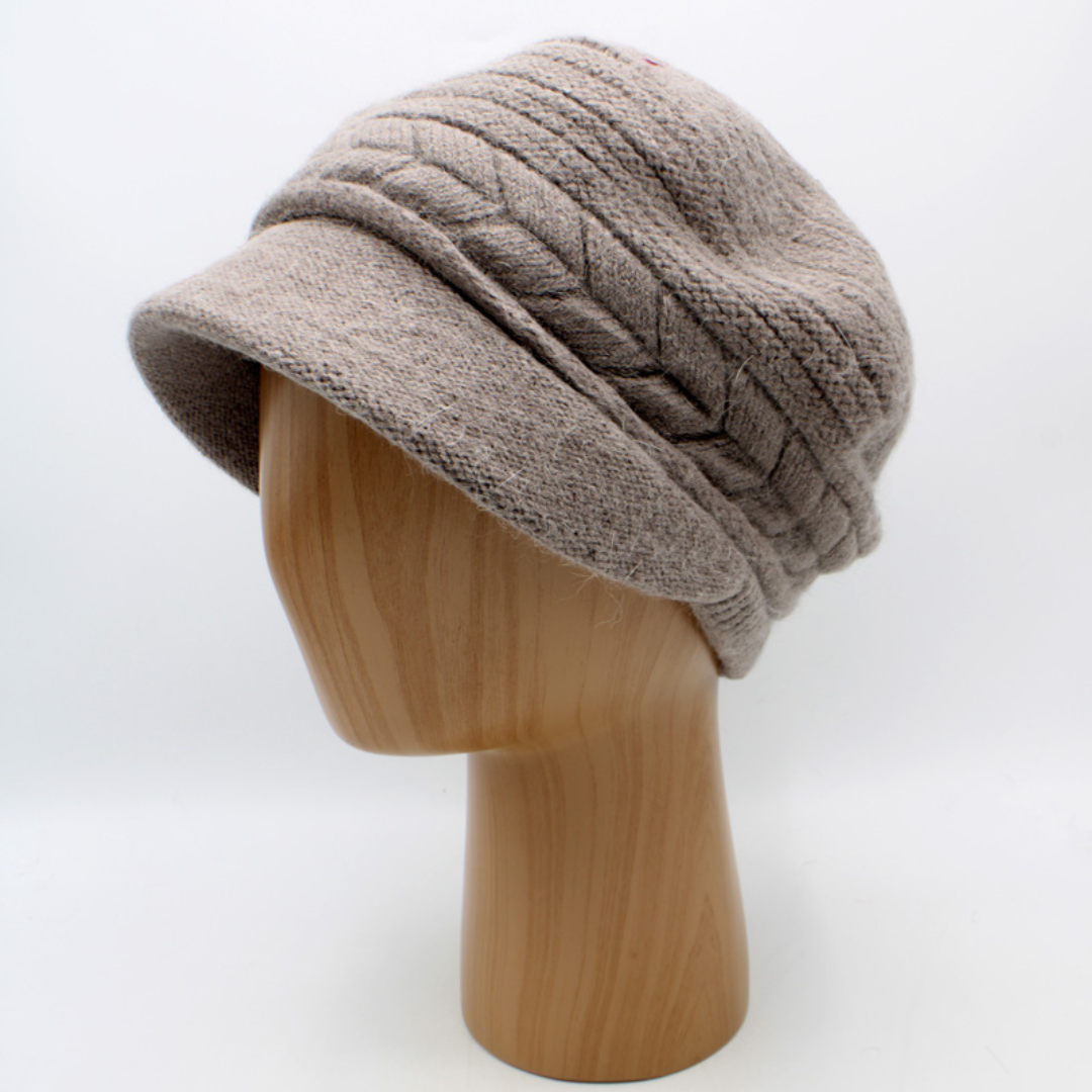 Muts zachte wolmix ecru/taupe