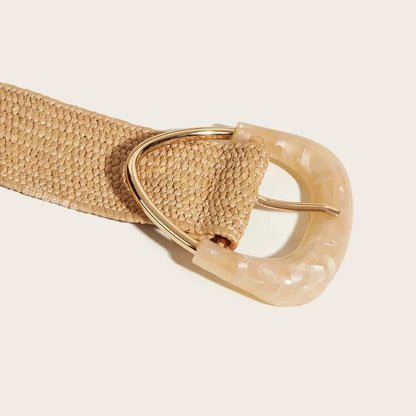 Elastische riem met goud/nude sluiting