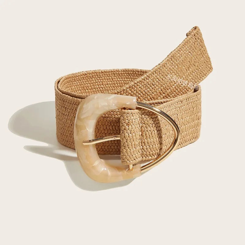 Elastische riem met goud/nude sluiting