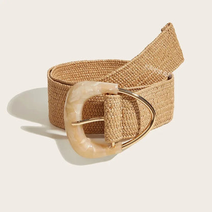 Elastische riem met goud/nude sluiting