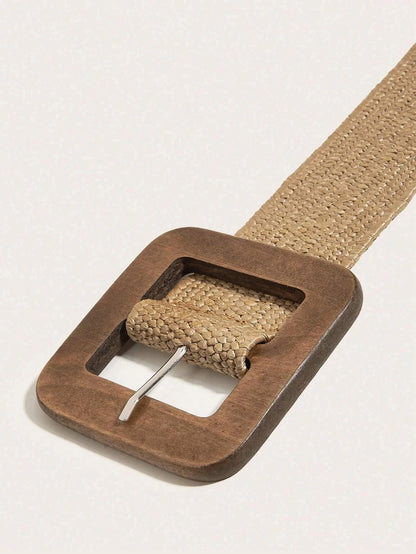 Stro riem met houten gesp