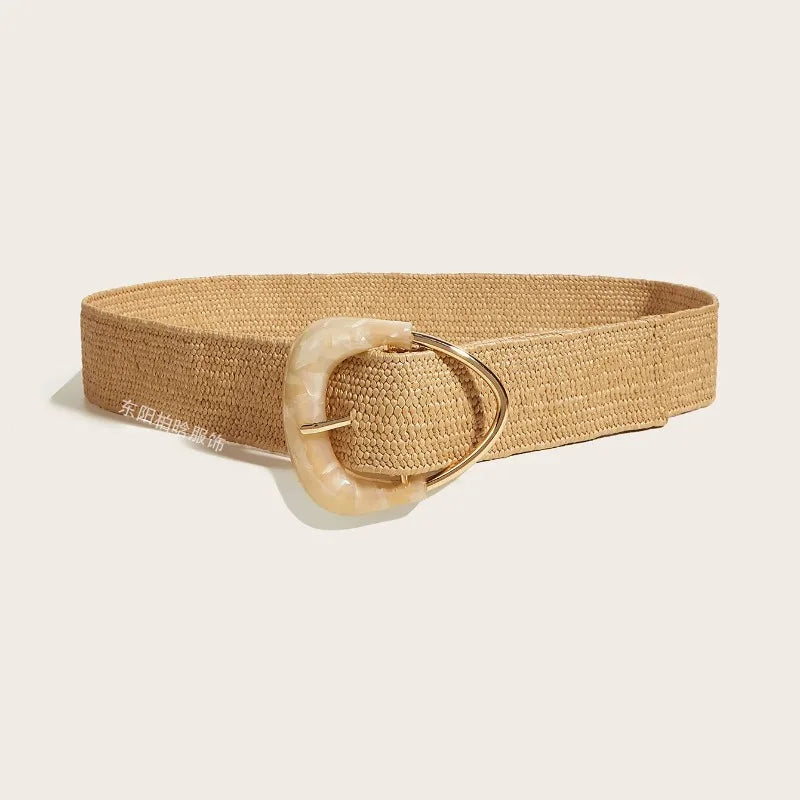 Elastische riem met goud/nude sluiting