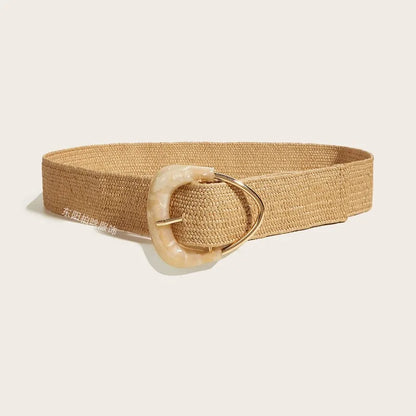 Elastische riem met goud/nude sluiting