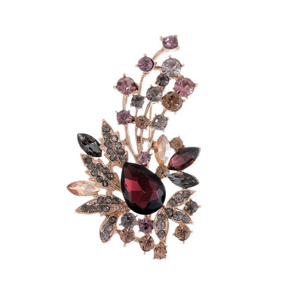 Broche bloem donker rood antreciet
