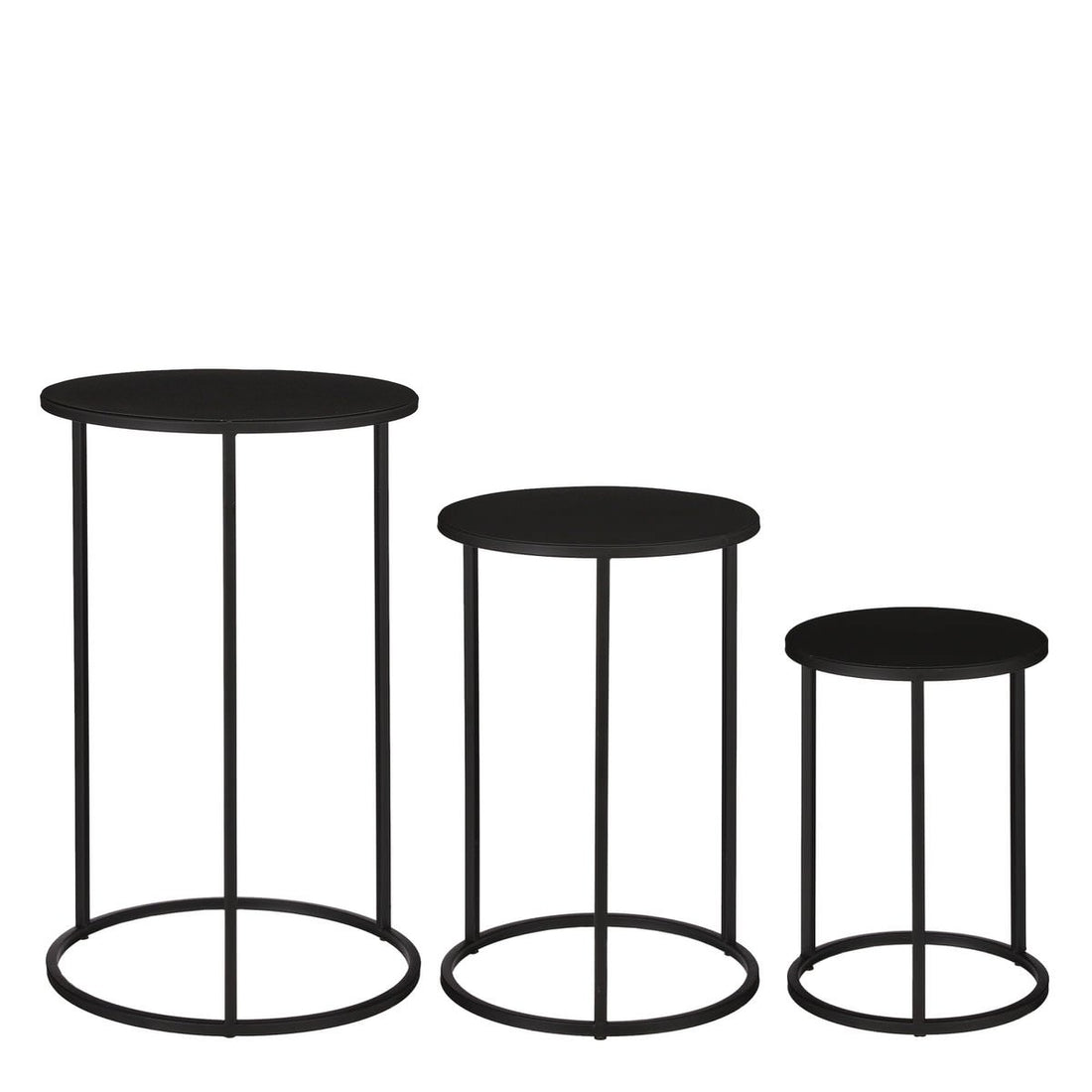 Bijzettafel Zwart Metaal Quinty  - Set van 3 - H50 x Ø32 cm