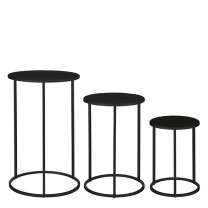 Bijzettafel Zwart Metaal Quinty  - Set van 3 - H50 x Ø32 cm