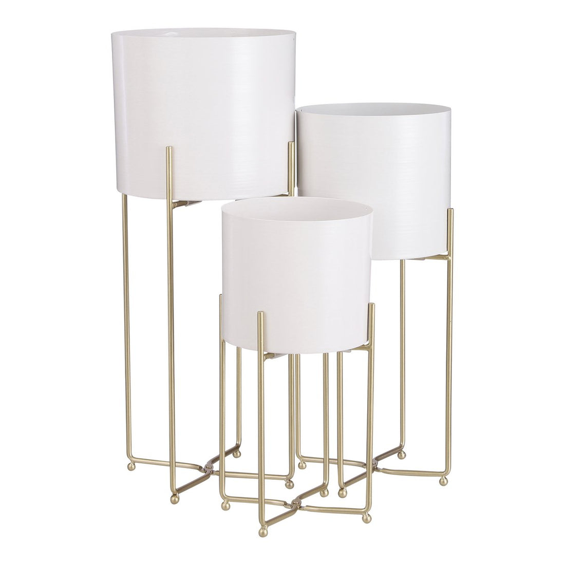 Bloempot op Standaard Aries  - Set van 3 - H58 x Ø24 cm - Wit